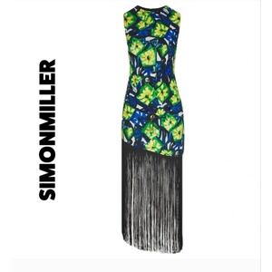 axon dress in gummy green multi by simon miller Simon Miller AXON DRESS - GUMMY GREEN